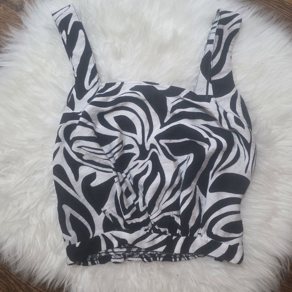 Rachel Zoe Cropped Black&White Women's Top